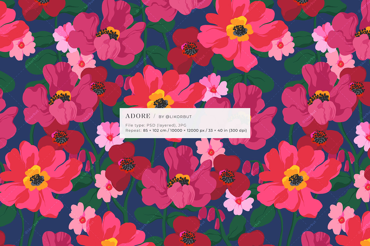 Vivid Abstract Modern Floral Pattern, a Pattern Graphic by likorbut (Photo 2 of 13)