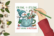 Funny Cute Snowman Png Christmas PNG, an Illustration by designcity5 (Thumbnail 4 of 8)