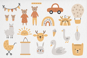 Boho Toys Nursery Clipart Collection