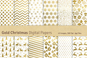 Gold Christmas Digital Papers, a Texture Graphic by Chus Moreno Studio (Thumbnail 1 of 3)