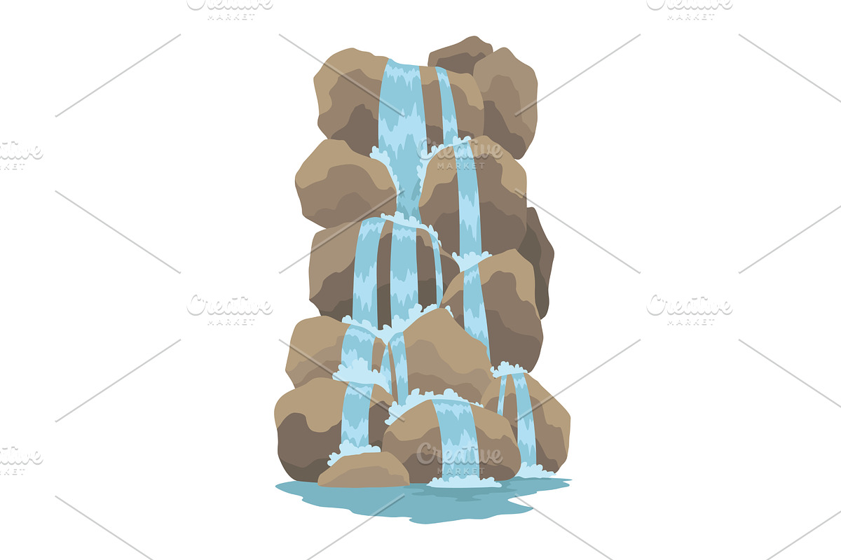 Cartoon river cascade, an Illustration by Things for designers
