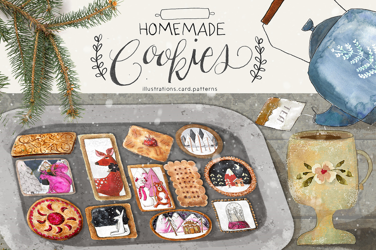 Homemade Cookies Watercolor, a Food Illustration by Bridgett Stahlman Design (Photo 1 of 8)