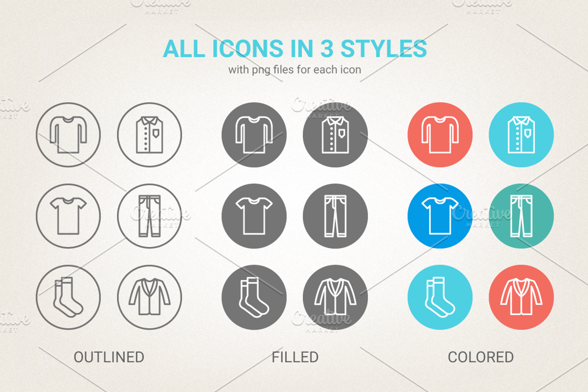 Circle men clothes icons preview 2