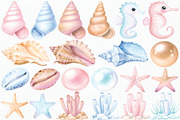 Watercolor Seashells Clipart Set, an Illustration by CropUp Creative (Thumbnail 3 of 4)