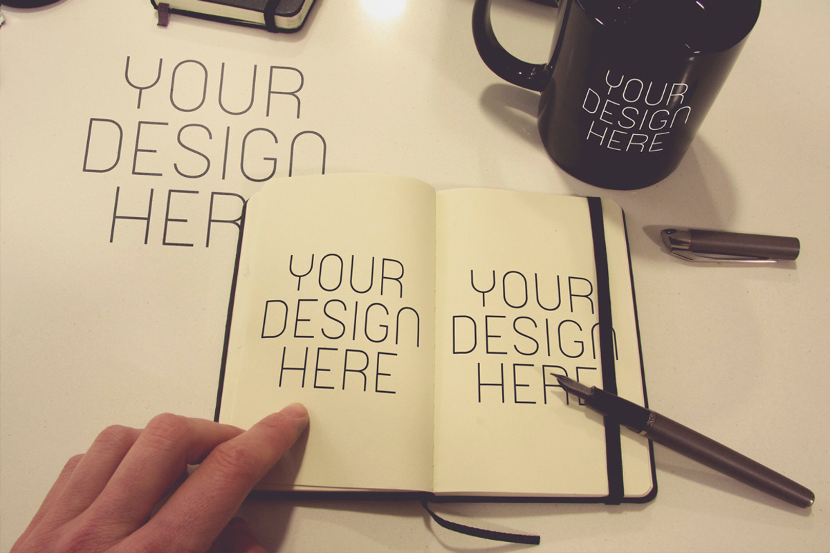 Notebook Mockup + Freebie, a Cups & Container Mockup by MoonfishStudio (Photo 4 of 4)