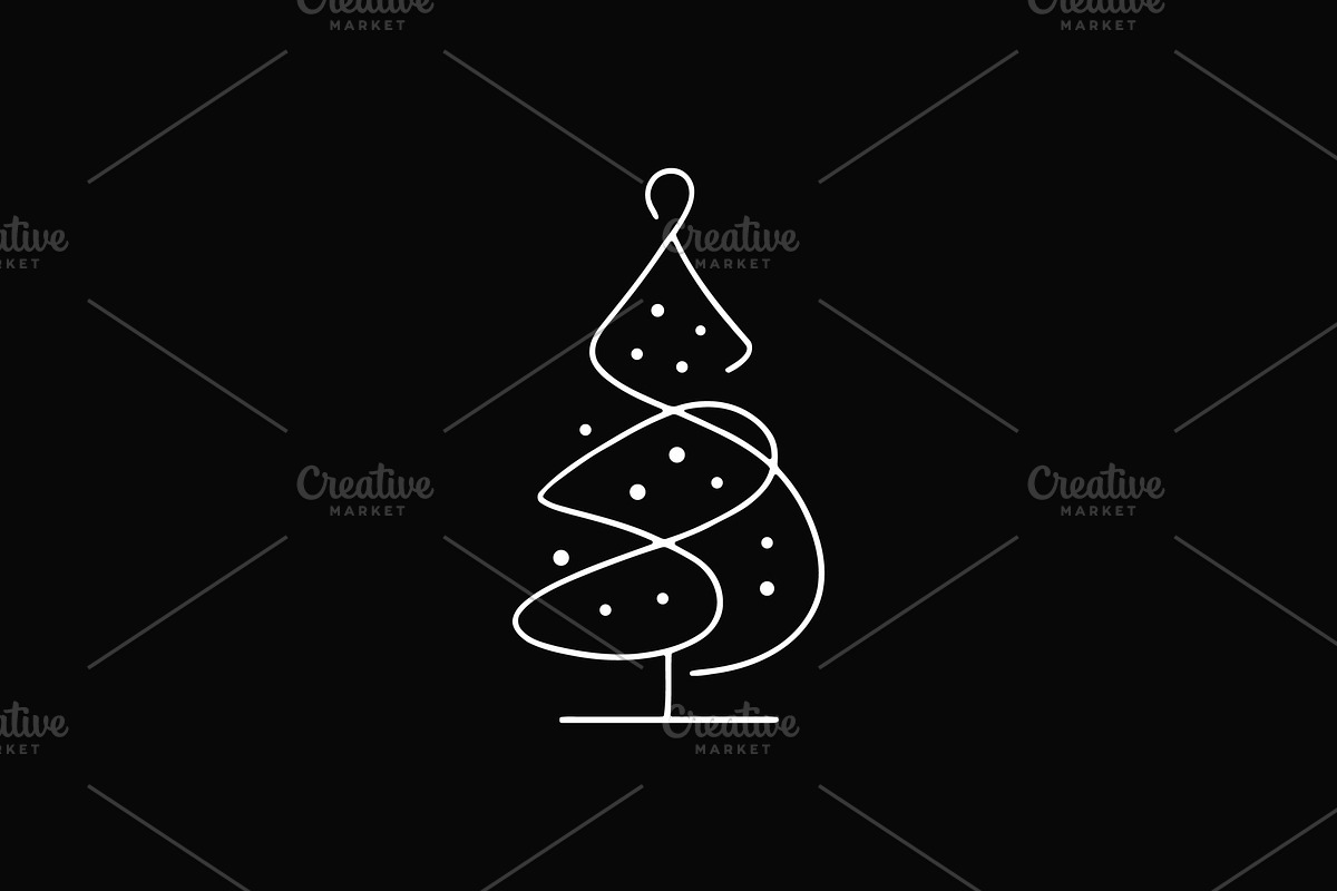 Continuous Line Christmas Tree, a Branding & Logo Template by Vectorium Studio (Photo 1 of 2)