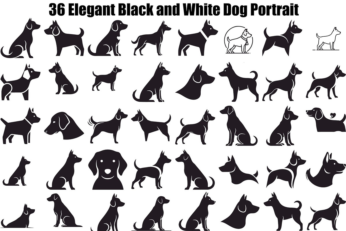 Dog Portrait Silhouette Bundle, an Illustration by jahid234 (Photo 1 of 37)