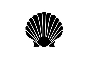 Scallop shell black glyph icon