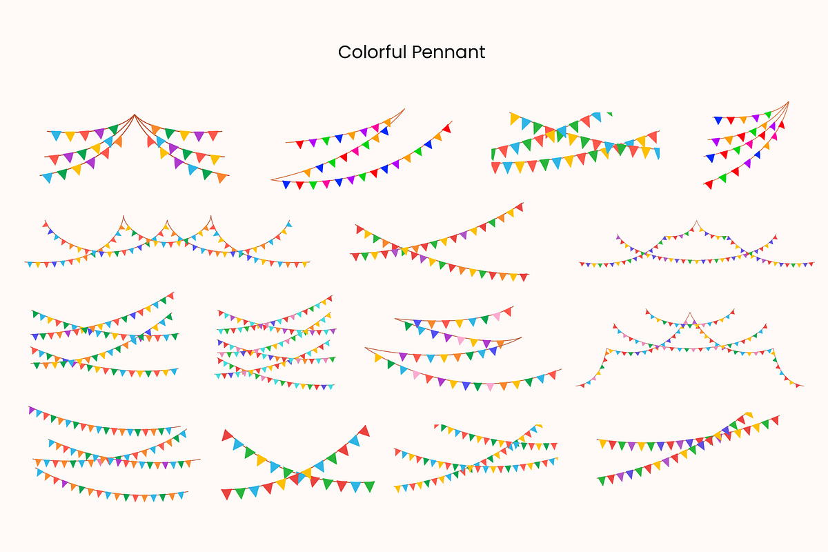 Bunting flags vector collection, an Object Graphic by ElenaPlatovaArt (Photo 3 of 10)
