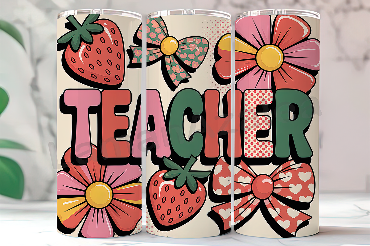 Preppy Teacher Strawberries Tumbler, an Arts & Entertainment Photo by LamanAzalea (Photo 1 of 2)