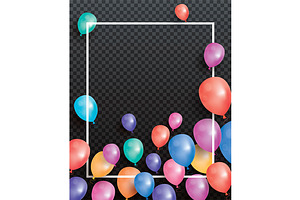 Holiday card with flying balloons, a Flyer Template by Booblgum