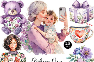 Watercolor Mothers Day Clipart, a Person Illustration by Design Scotch