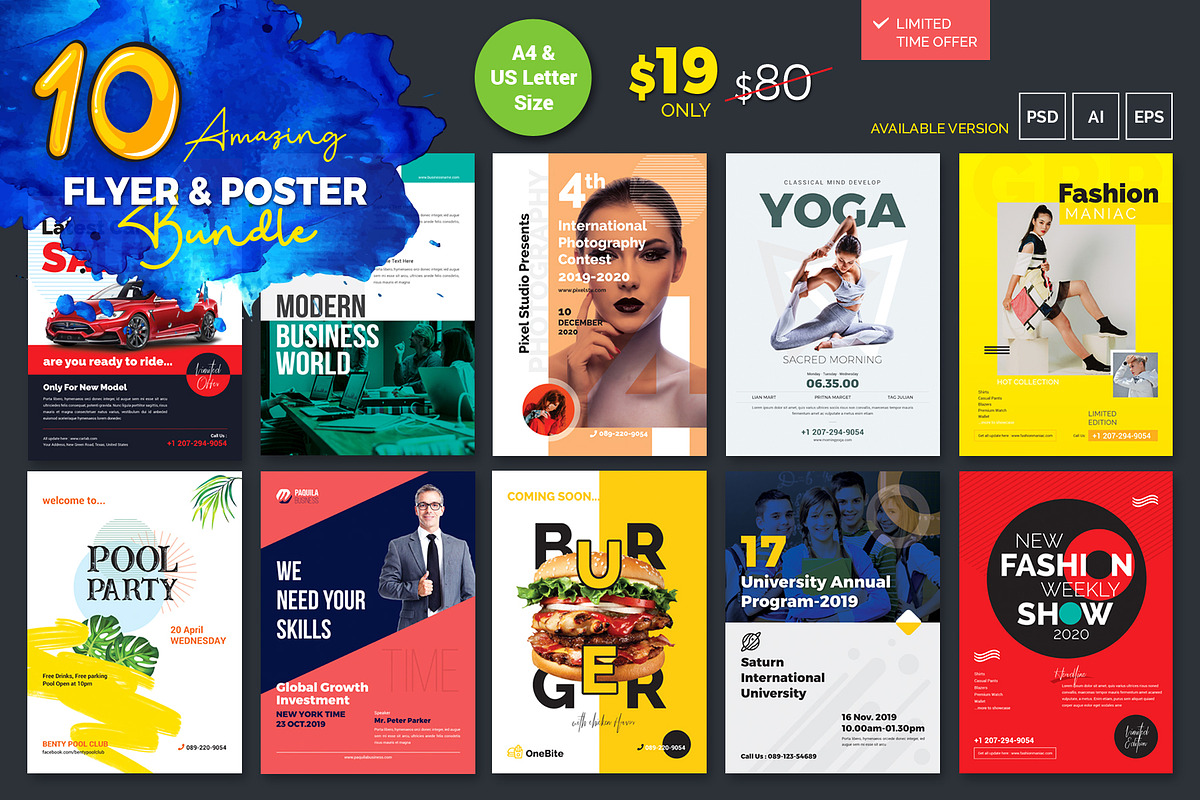 10 Amazing Flyer & Poster Bundle, a Flyer Template by Orcshape Studio