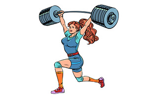 Sportswoman holds a barbell. Sports, a Person Illustration by studiostoks