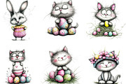 Whimsical Funny Easter Cat Clipart, an Illustration by Designking (Thumbnail 5 of 5)