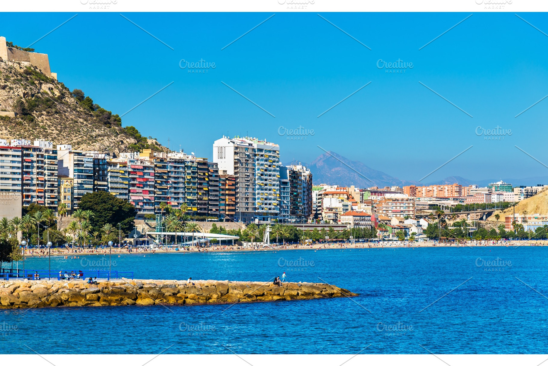 View of Postiguet Beach in Alicante, Spain, an Architecture Photo by Leonid Andronov