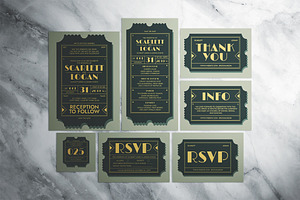 Green & Gold Wedding Invitation, an Invitation Template by The Good Store