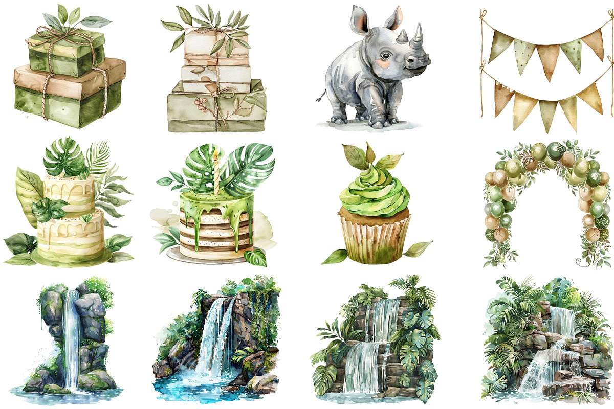 Watercolor Cute Safari Animals, an Illustration by DreamCafeArt (Photo 3 of 8)