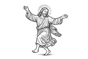Dancing Jesus engraving sketch, an Illustration by AlexArt