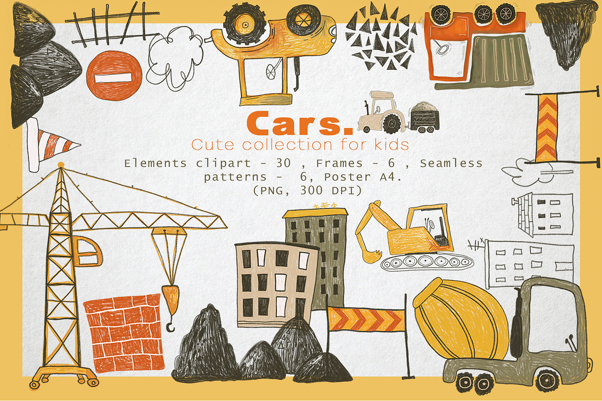 Cars. Cute collection for kids, an Object Illustration by annasokol_ (Photo 1 of 11)
