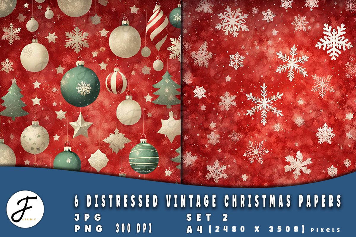 Distressed Vintage Christmas Papers, a Background Graphic by Joaquin Fernandez Studio (Photo 3 of 4)
