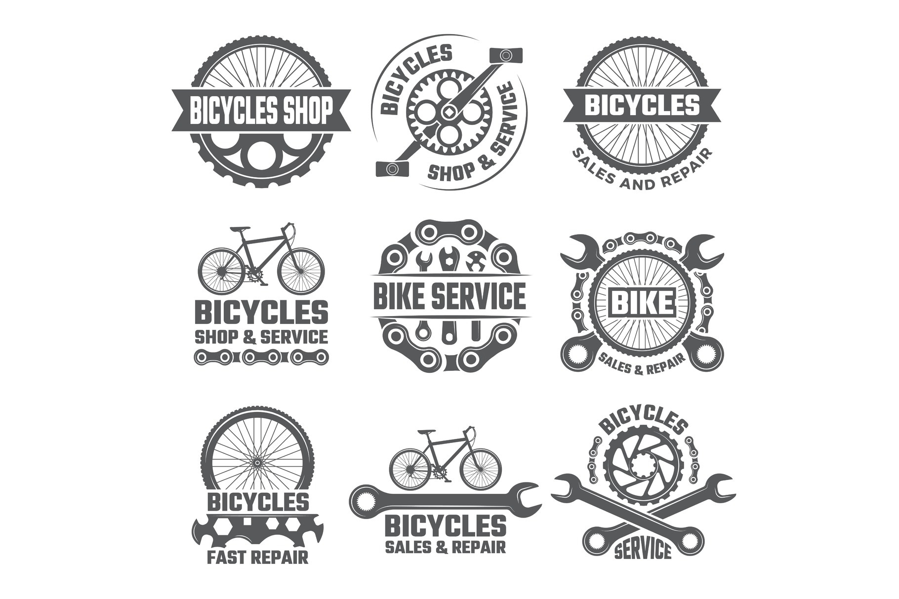 Labels And Sport Logos Set With Parts Of Bicycle by Onyx  Creative Market