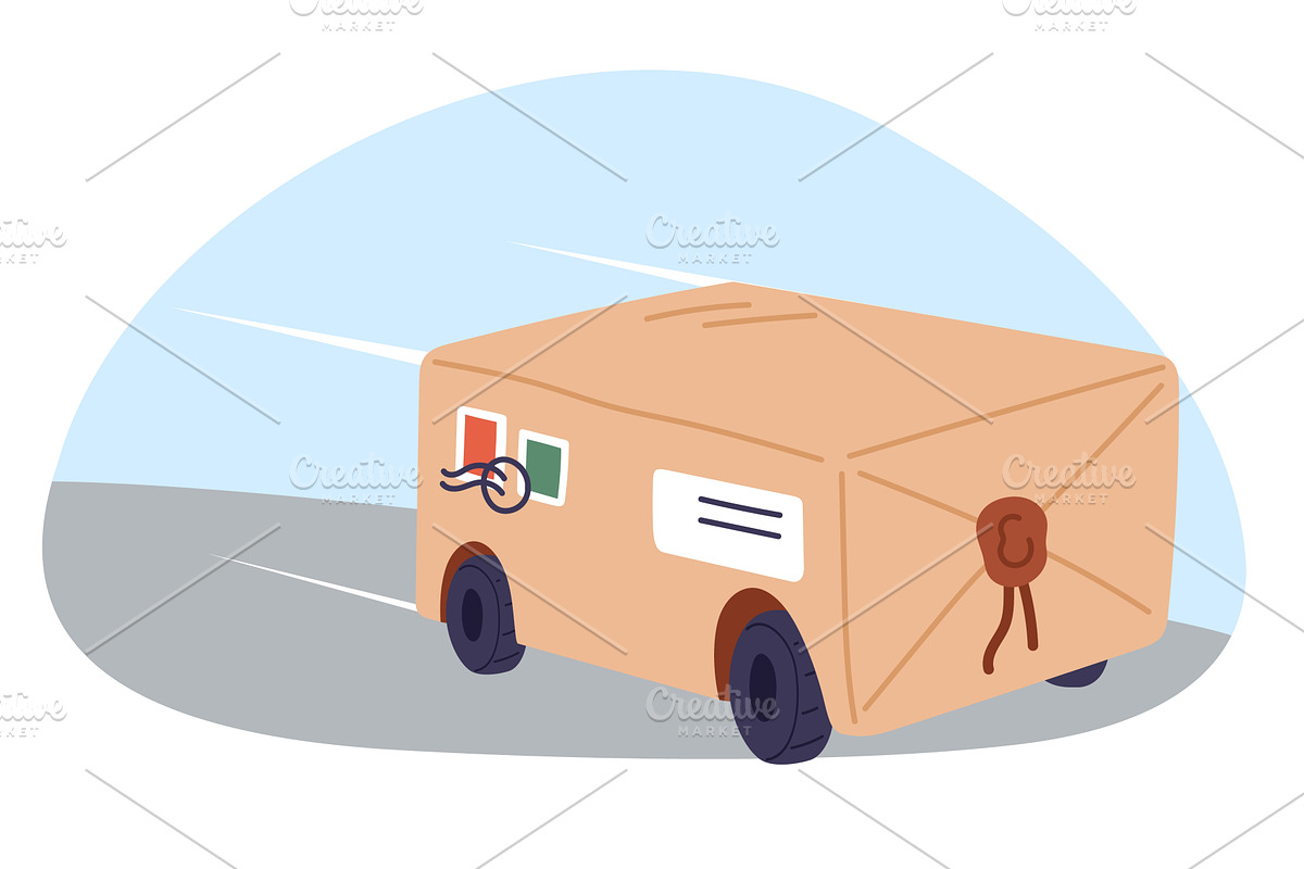 Fast delivery. Cardboard box with, an Object Illustration by Vectorbuum