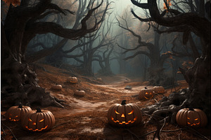 Pumpkin Forest Halloween Ghost