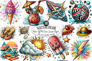 Retro Pop Art Comic Summer Clipart, an Illustration by Designking