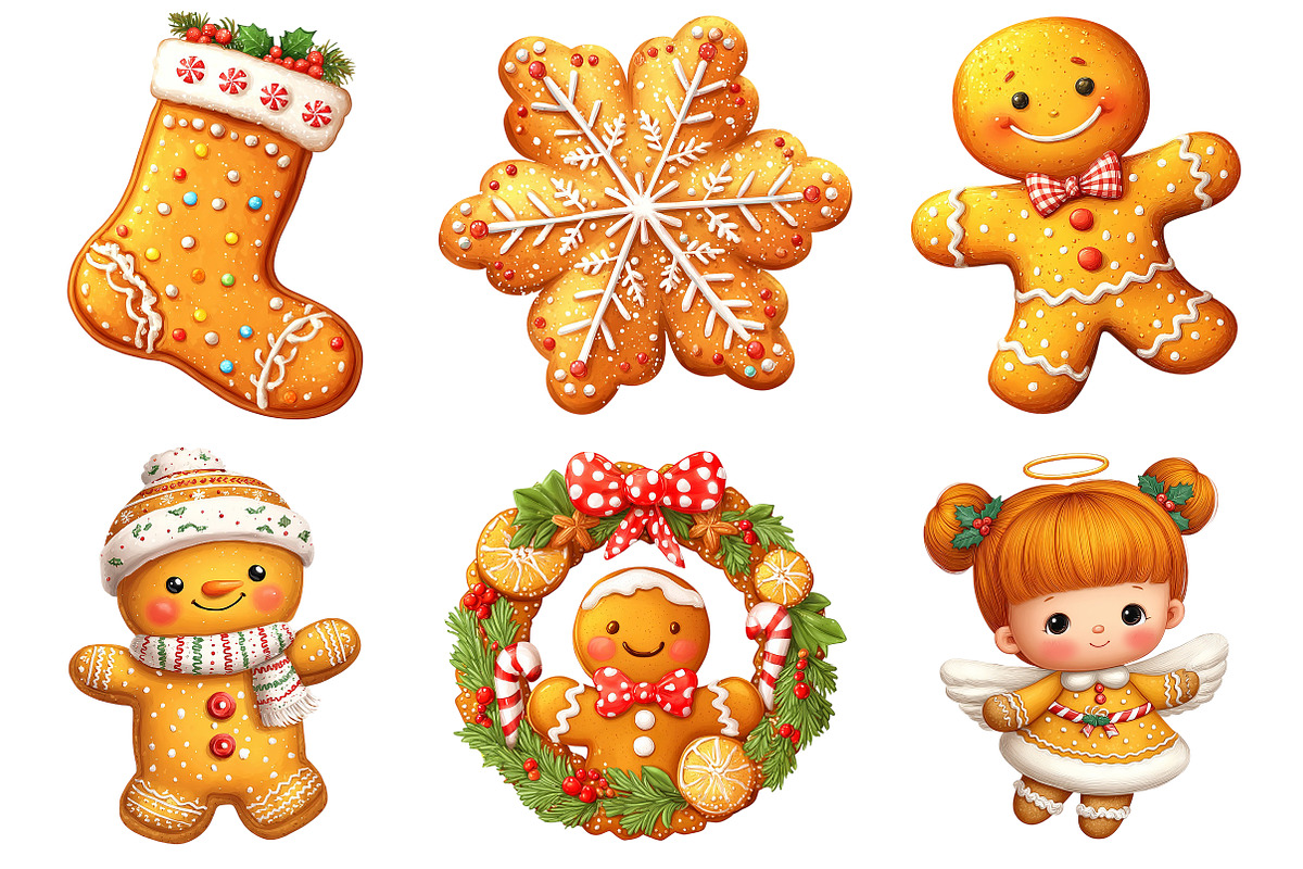 Christmas Gingerbread Clipart, an Illustration by Craft Nest (Photo 4 of 10)