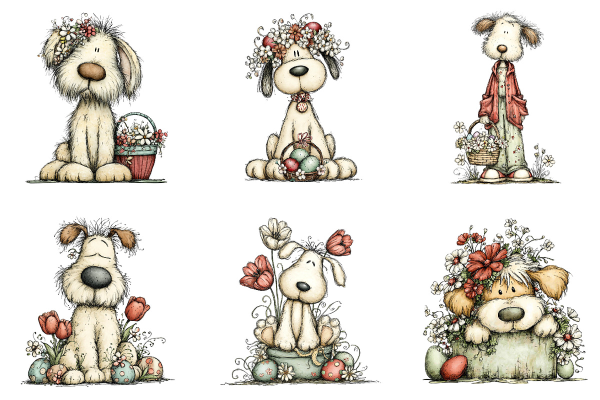 Whimsical easter dogs clipart, an Illustration by CreationArt (Photo 5 of 7)