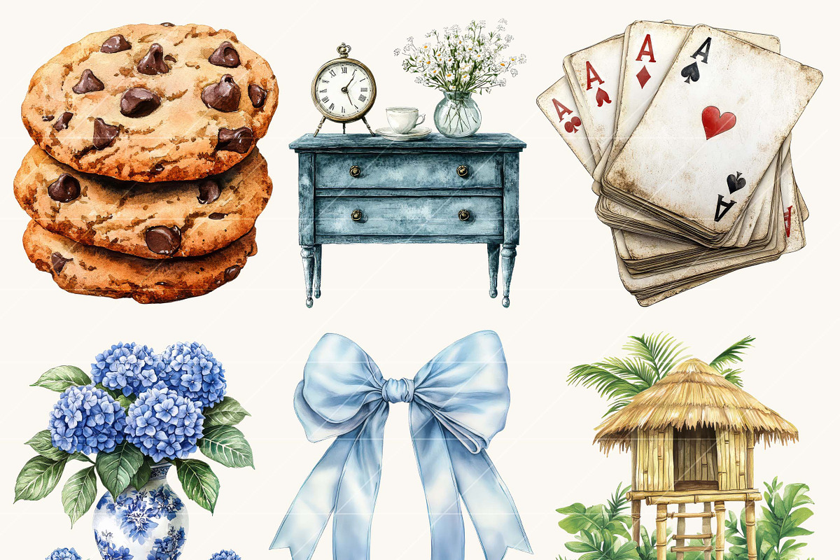 Vintage Blue Wonderland Clipart, a Person Illustration by BusyDaydesign (Photo 2 of 9)