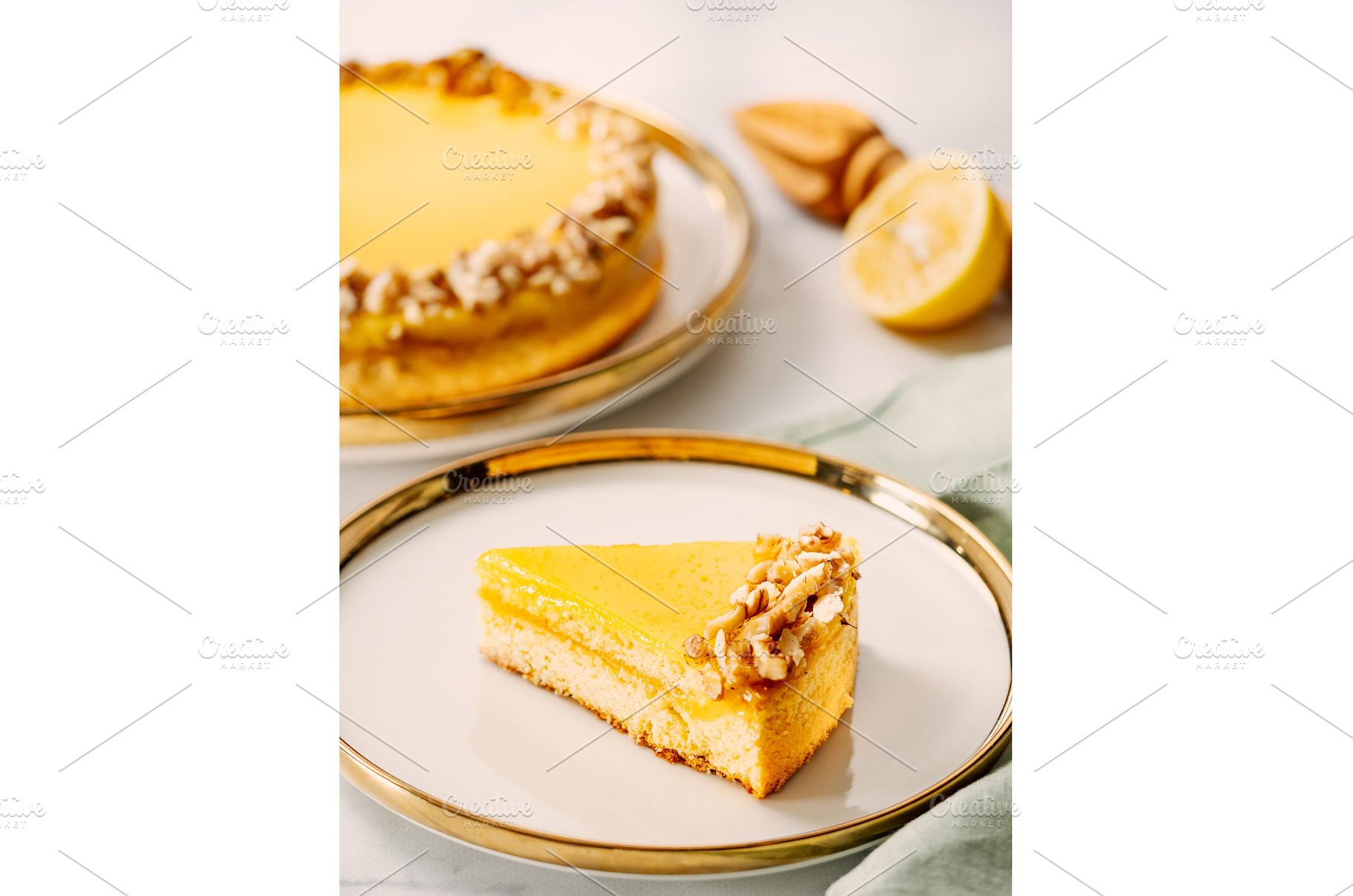 Piece of delicious vegan lemon tart, a Food & Drink Photo by Fascinadora