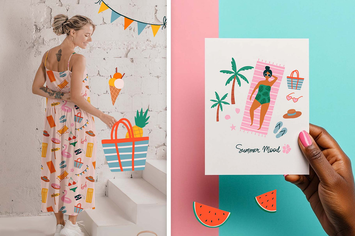 Summer Beach Clipart & Patterns Set, a Seasonal Illustration by Irina Ostapenko (Photo 7 of 10)