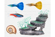 Watercolor tropical fish clipart, an Animal Illustration by ArtfulStudio (Thumbnail 5 of 8)