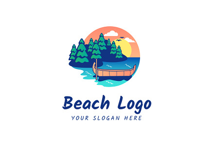 Beach Logo, Summer Logo, Travel Logo