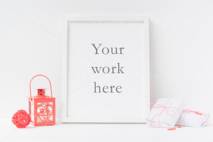Xmas frame mockup - psd 8x10 inch, a Print Template by L'Aura Studio