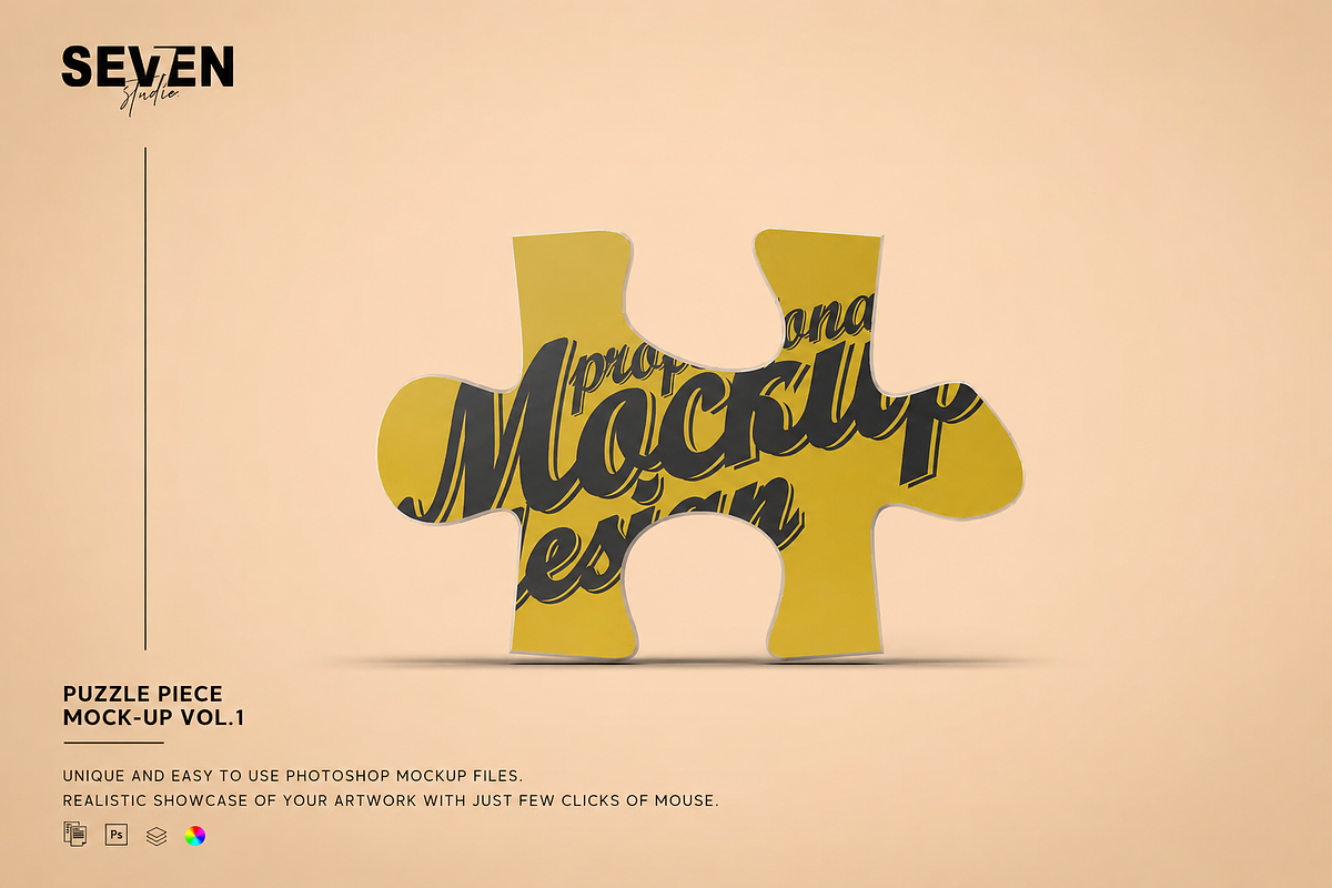 One Puzzle Piece Mock-Up, an Advertising Mockup by Se٧enStudio (Photo 1 of 6)
