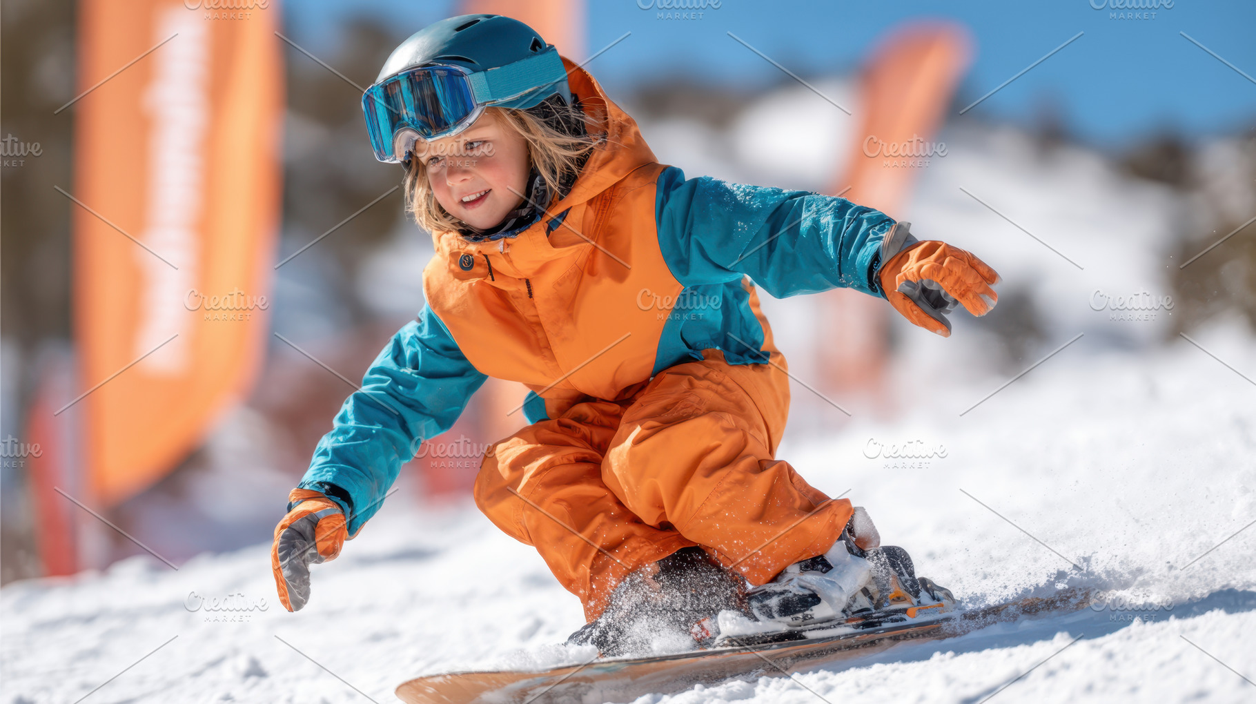 Young child skiing on snowy slope, a Sports & Recreation Photo by AlyaAnd