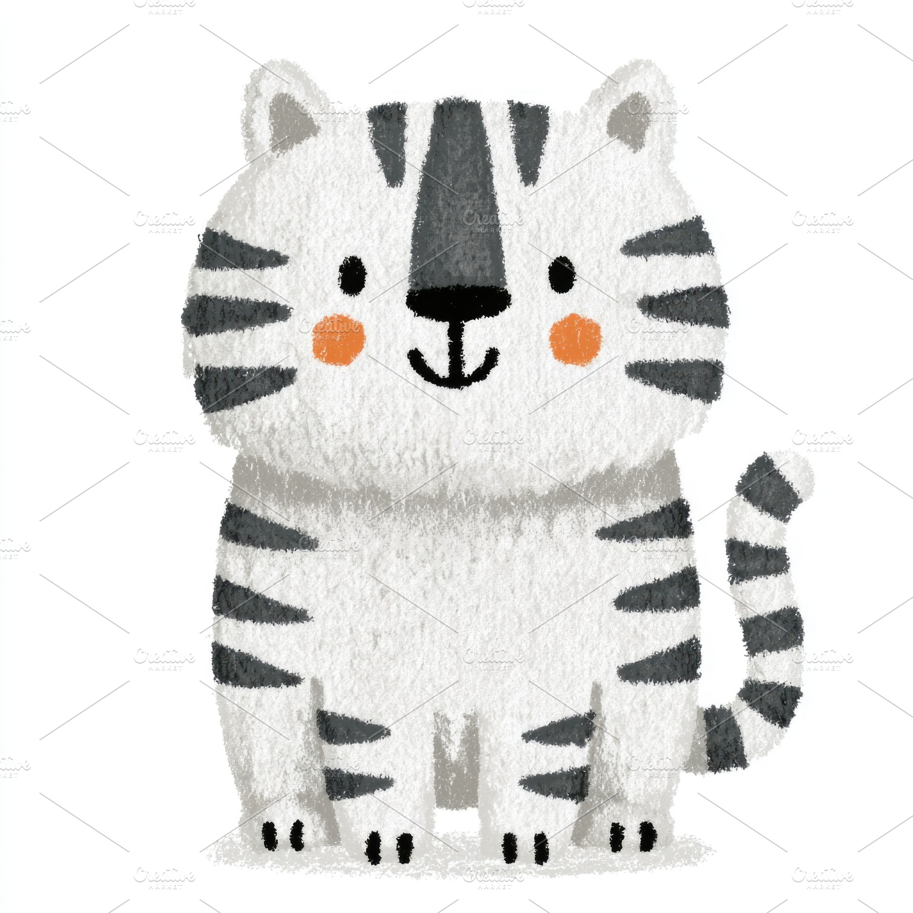 Cute white tiger cub doodle illustration, an Animal Photo by José Manuel Gelpi
