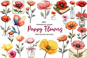 Summer Poppy Flowers Clipart, an Illustration by CreationArt (Thumbnail 1 of 9)
