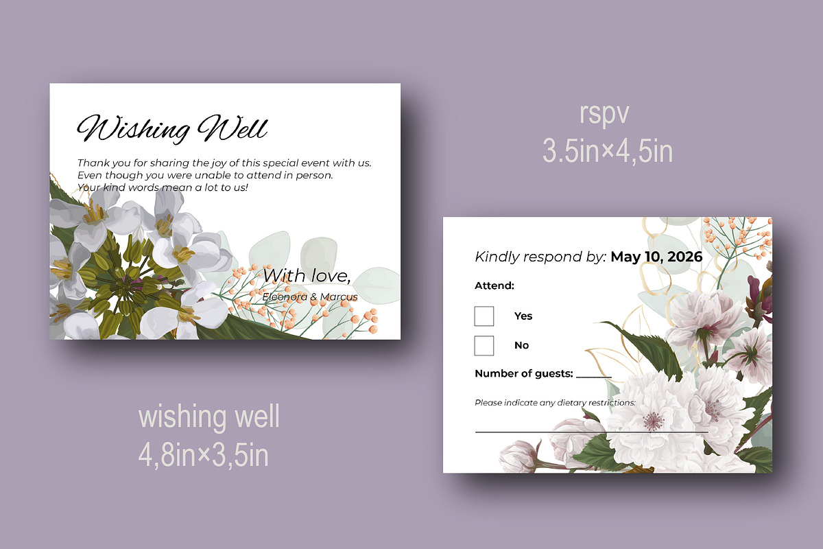 Invites with White Spring flowers, an Invitation Template by Digital illustration shop (Photo 5 of 5)