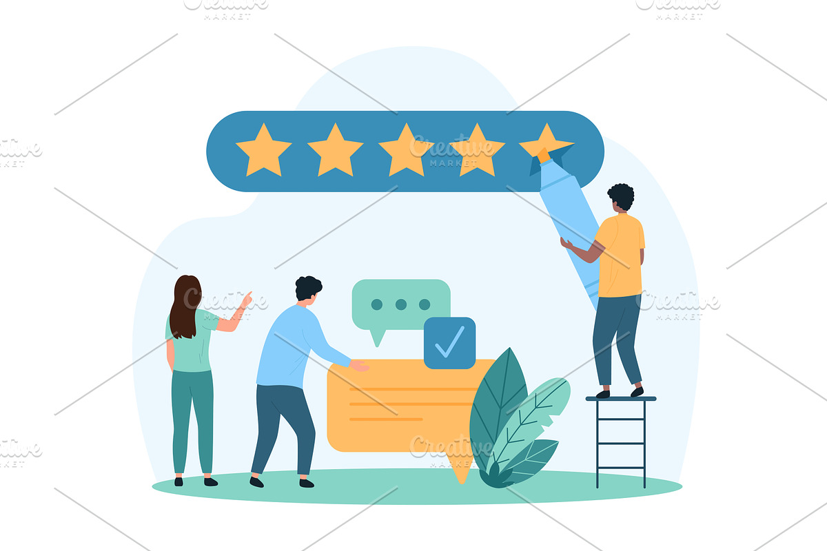 Customer review satisfaction survey, a Person Illustration by Flashvector