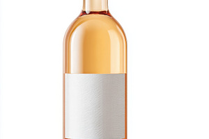Bottle of rosй wine with white label, a Food & Drink Photo by AlyaAnd