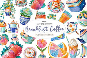 Breakfast Coffee Clipart, an Illustration by CreationArt