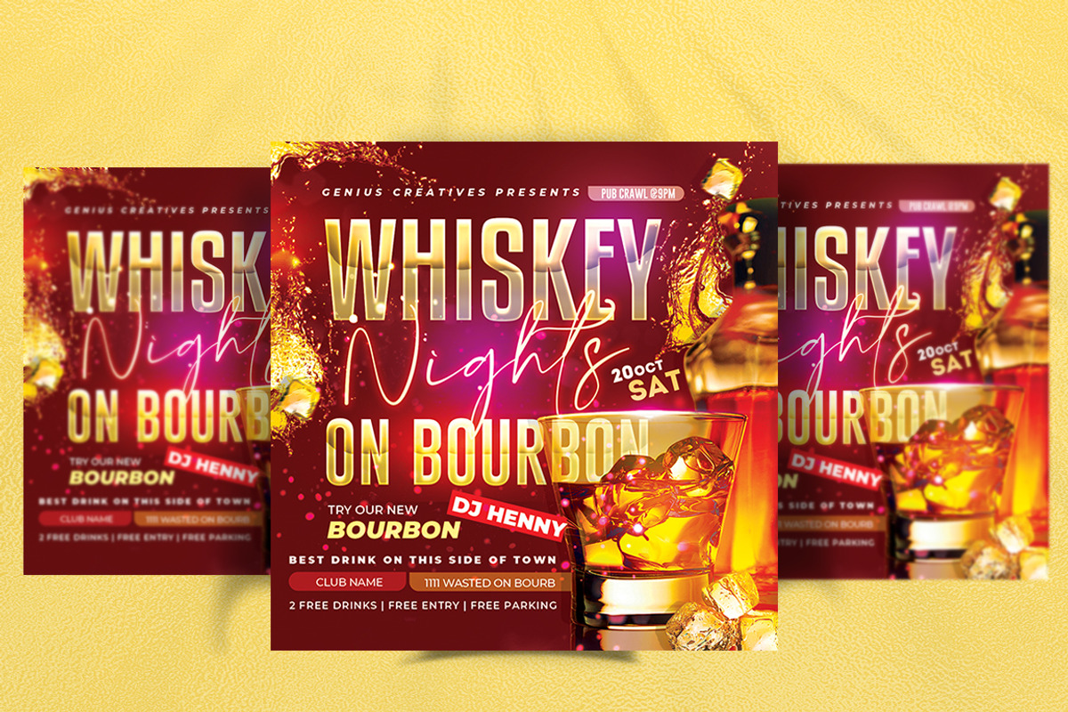 Whiskey Nights drink party flyer, a Flyer Template by Dezines2go (Photo 2 of 2)