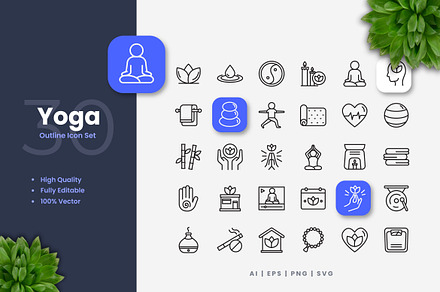 Yoga Outline Icons, an Outline Icon by Upnowgraphic