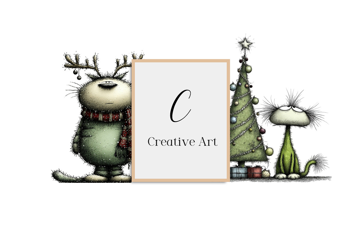 Whimsical Christmas Cats Clipart, an Illustration by Creative Art (Photo 11 of 14)