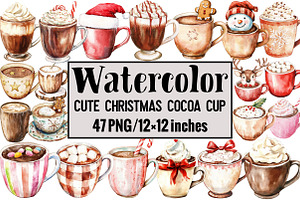 Cute Christmas Cocoa Cup, an Illustration by Design Market