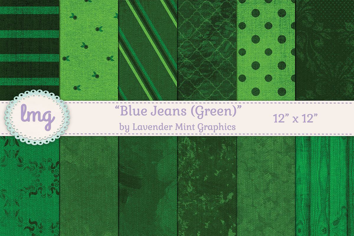 Green Denim Scrapbook Papers, a Pattern Graphic by Lavender Mint Graphics (Photo 1 of 5)